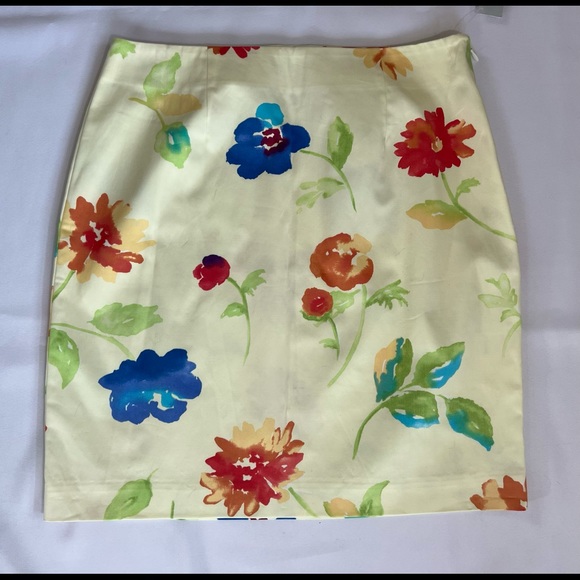 TALBOTS YELLOW FLORAL SKIRT SIZE 10 PETITE   NEW - Picture 8 of 8